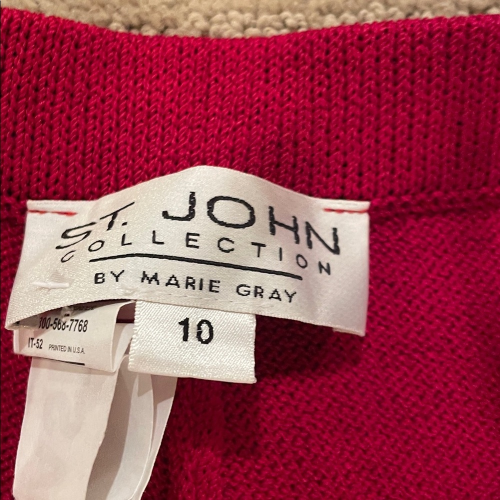 St John Vibrant Red Wide-Leg Pants - Picture 2 of 5
